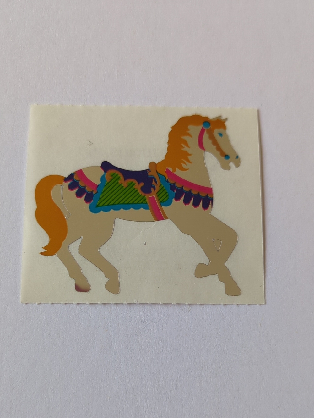 ☀️RARE Vintage Hambly Studios Carousel Horse Glitter Sticker Cut